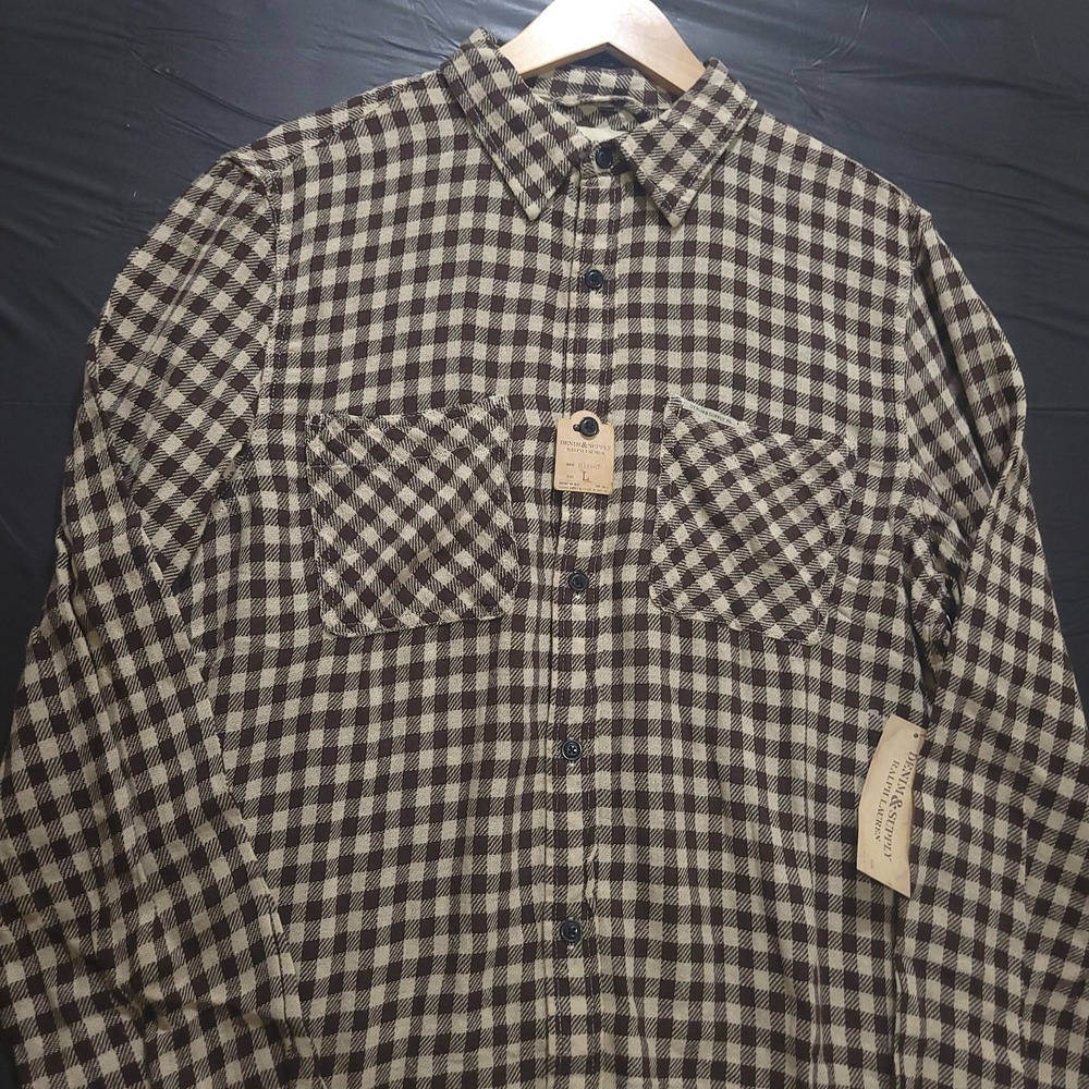 Denim & Supply Ralph Lauren Mens Large Brown Plaid Long Sleeve Button Front NWT - Picture 2 of 5